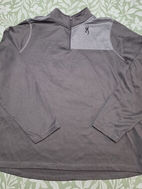 Browning Men's Gray Quarter-Zip Pullover with Contrast Chest Panel
